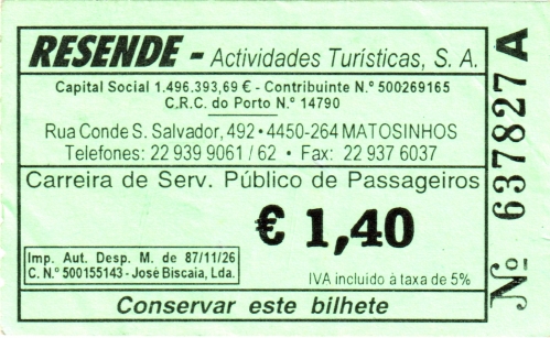 Bilhete Manual de Bordo Resende